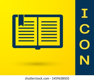 Blue Open book icon isolated on yellow background.  Vector Illustration