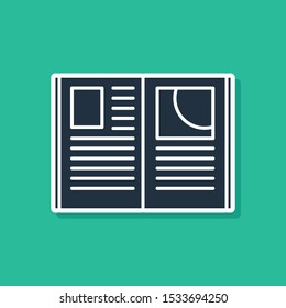 Blue Open book icon isolated on green background.  Vector Illustration