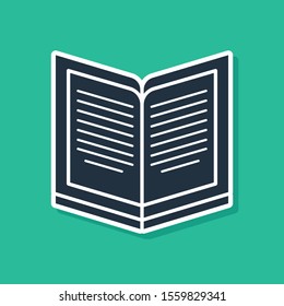 Blue Open book icon isolated on green background.  Vector Illustration