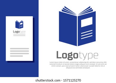 Blue Open book icon isolated on white background. Logo design template element. Vector Illustration