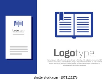 Blue Open book icon isolated on white background. Logo design template element. Vector Illustration