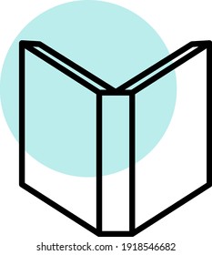 Libro abierto azul, ilustración, vector sobre fondo blanco.