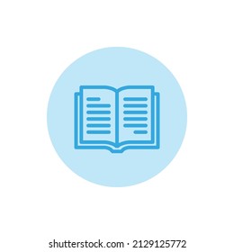 Blue open book vector icon with white background