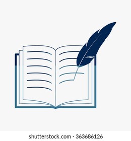 Blue Open book - vector icon