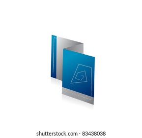 blue open booklet, sheet of advertise, vector illustration