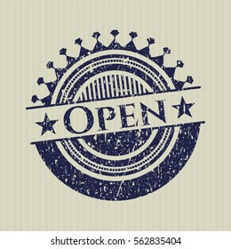 Blue Open distressed rubber grunge seal