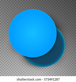 Blue  open empty round cardboard box isolated on transparent background. Mockup template for design products, package, branding, advertising. Top view. Vector illustration.