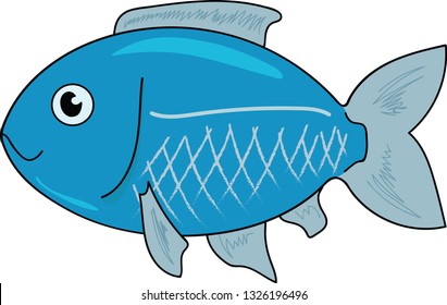 Blue Open Eyed Fish Looking Forward