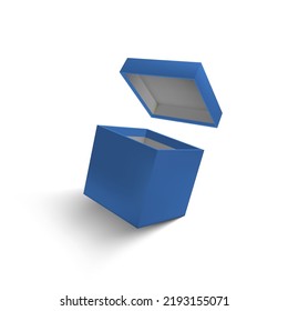 Blue Open Gift Box Isolated On White Background. EPS10 Vector