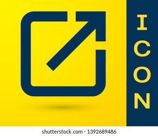 Blue Open in new window icon isolated on yellow background. Open another tab button sign. Browser frame symbol. External link sign. Vector Illustration