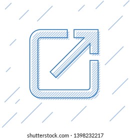 Blue Open in new window line icon isolated on white background. Open another tab button sign. Browser frame symbol. External link sign. Vector Illustration