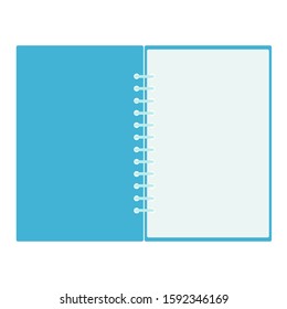 Blue open notebook simple icon on white background. Flat design. Vector illustration