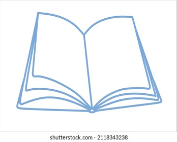 Blue open paper book outline line art silhouette drawing illustration icon sign stencil cricut plotter laser cutting.School.Bible.Education.Read text.Vinyl wall sticker decal.Logo.Cut file.Story.Learn
