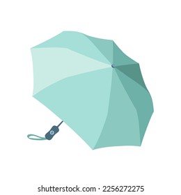 Blue open umbrella vector illustration. Cartoon drawing of cute parasol for autumn, summer or sunshade on white background. Weather, accessories, climate concept