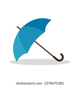 Blue open umbrella. Vector illustration. Isolated on white background.	