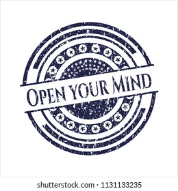 Blue Open your Mind rubber stamp