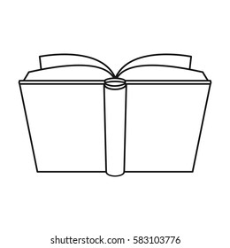 Blue opened book icon in outline style isolated on white background. Books symbol stock vector illustration.