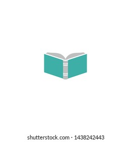 blue opened book  isolated on white. Flat reading icon. Vector illustration. Education logo. Library pictogram. Knowledge, quote