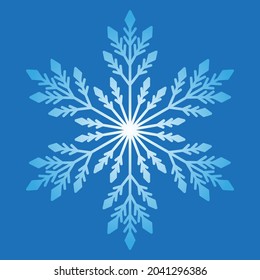 blue openwork snowflake isolated on a blue background, gradient, vector graphics for Christmas and New Years illustration, design element, decor, decoration