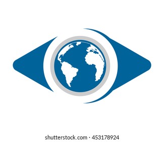 blue optical earth globe world image vector icon