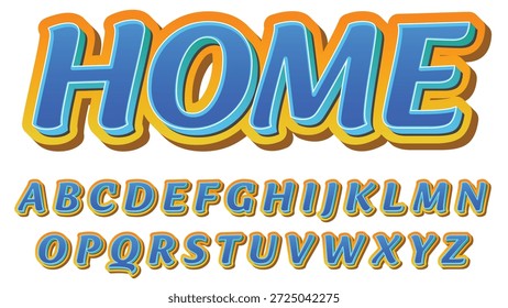 Efecto de texto de bloque 3D azul y naranja