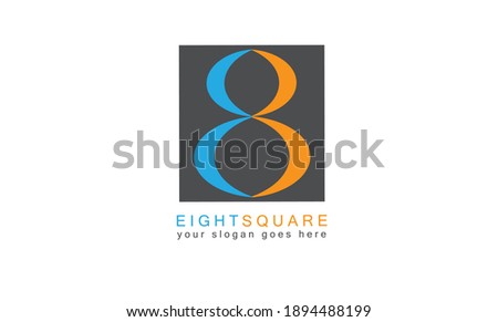 blue orange 8 number logo inside square. suitable for business identity. company icon. vector illustration