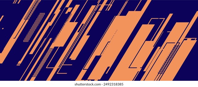 a blue and orange abstract background with lines
