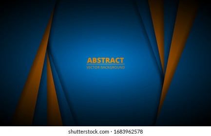 Blue and orange abstract background with paper lines. Dark elegant modern design illustration for flyer, banner, cover, page, website and header. Vector illustration EPS10.