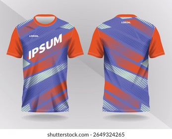 fundo abstrato azul e laranja e padrão para design de camisa de esporte e maquete. modelo de vista frontal e traseira