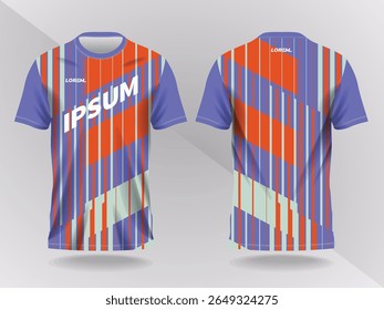 blue and orange abstract background and pattern for sport jersey design and mockup. front and back view template