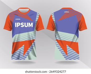 blue and orange abstract background and pattern for sport jersey design and mockup. front and back view template