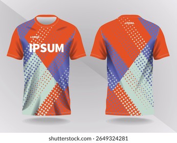 blue and orange abstract background and pattern for sport jersey design and mockup. front and back view template