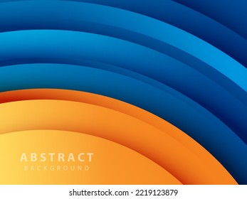 blue and orange abstract background with shadow and modern curved lines