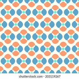 Blue and orange Abstract blossom and small circle seamless pattern on pastel background. Vintage and sweet flower pattern for modern or graphic design.