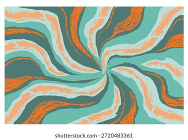 Fondo de cómic abstracto azul y naranja. Explosión estelar con color degradado. Fondo de manga en forma de estallido estelar. Espirales, remolinos, rayos cómicos.