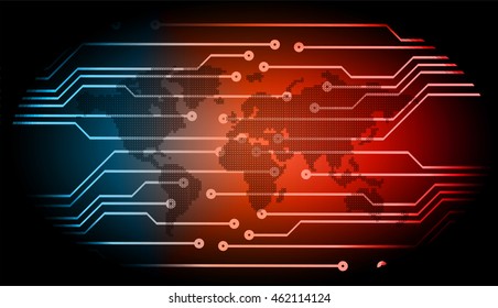 blue orange abstract cyber future technology concept background, illustration, circuit board, vector