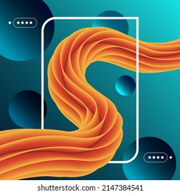 Blue, Orange Abstract fluid wave. Liquid wave backgrounds. Vector illustration. Modern poster with gradient 3d flow shape. Innovation background design for the cover, and landing page.