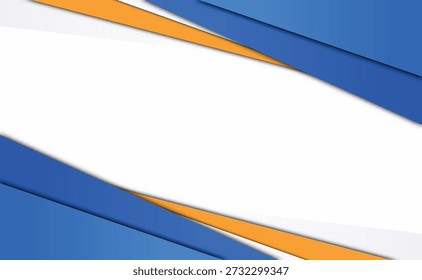 Fondo de Anuncio de borde geométrico abstracto azul y naranja con capas diagonales y Vector de espacio de copia