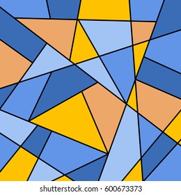 blue orange abstract geometric vector background, stained glass