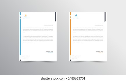 Blue and orange Abstract Letterhead Design Template - vector