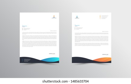 Blue and orange Abstract Letterhead Design Template - vector