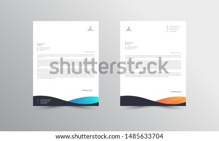 Blue and orange Abstract Letterhead Design Template - vector