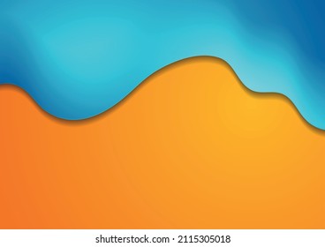 Blue and orange abstract liquid waves corporate background. Vector design