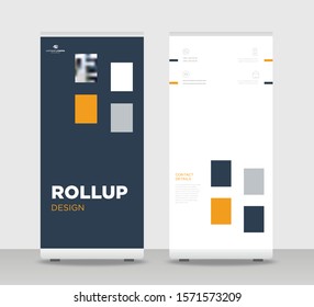 Blue orange Abstract Shapes Modern Exhibition Advertising Trend Business Roll Up Banner Stand Poster Brochure flat design template creative concept. Blue orange Roll Up EPS. Presentation Cover