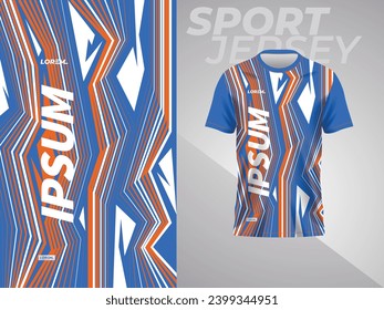 blue and orange abstract sports jersey for football soccer racing gaming motocross cycling running