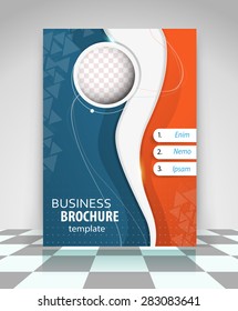 Blue and orange abstract vector business background. Creative flyer design, poster, booklet, brochure 