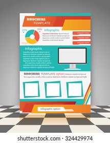 Blue and orange abstract vector Business background. Creative flyer design, poster, booklet, brochure 