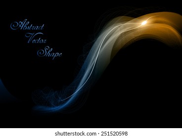 Blue and orange abstract wave on the dark background.