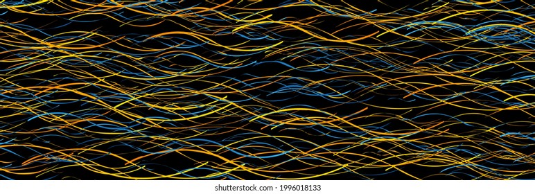 Diseño de banners futuristas con líneas onduladas abstractas de color naranja azul. Fondo del vector
