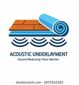 Blue and orange acoustic underlayment roll for soundproofing floors with wavy texture